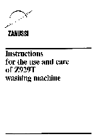 Lavatrici Zanussi Z929T Manuale per l'uso e la manutenzione